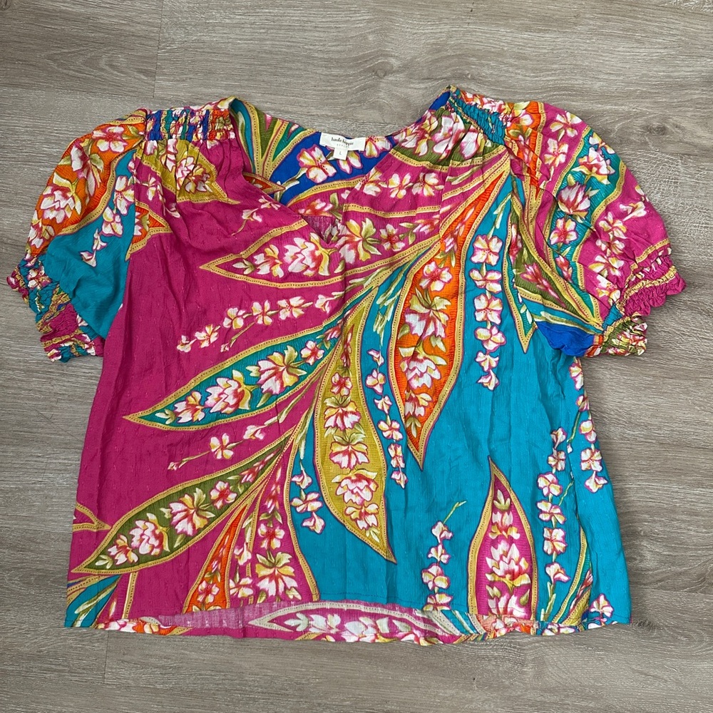 Haute Hippie Multicolor Floral Tunic Top Large